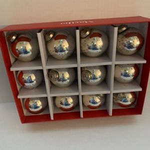 Martha Stewart Christmas Ornaments Speckled Silver Set of 12